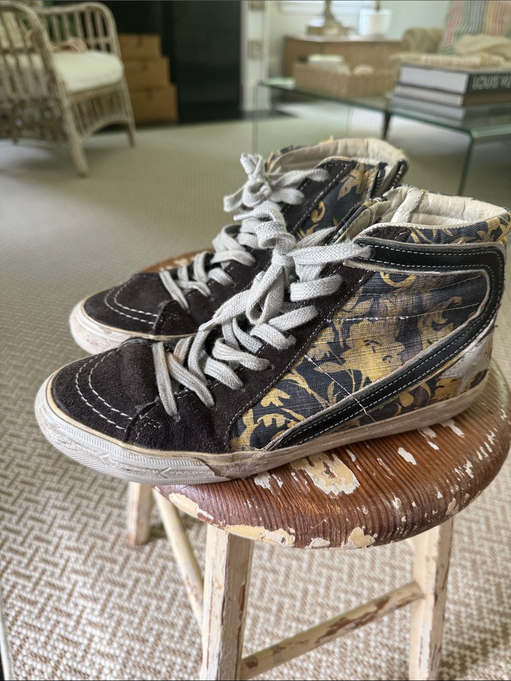 Golden Goose Deluxe Brand Slide High-Top Floral-Print Sneakers